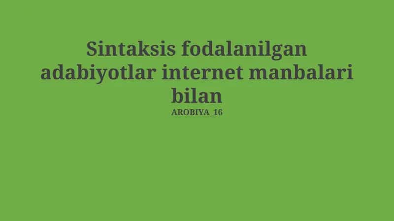 Internet adabiyotining sintaktik tahlili 1