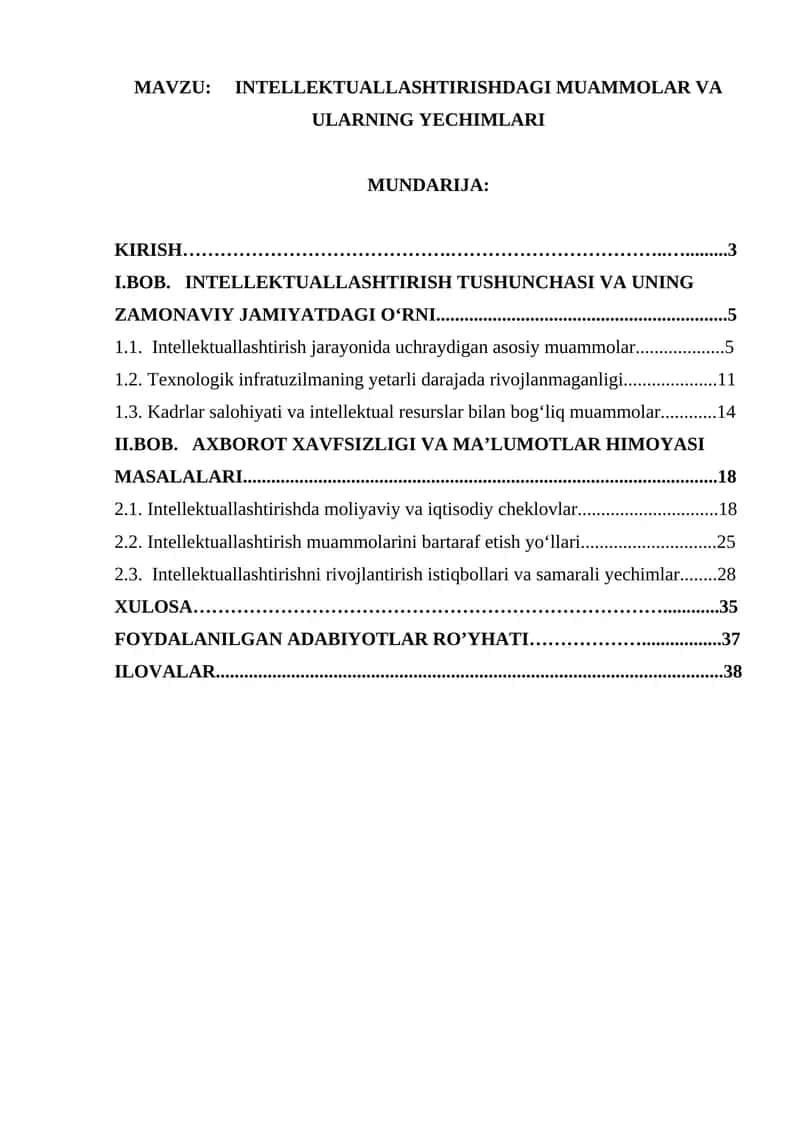 INTELLEKTUALLASHTIRISHDAGI MUAMMOLAR VA ULARNING YECHIMLARI 1