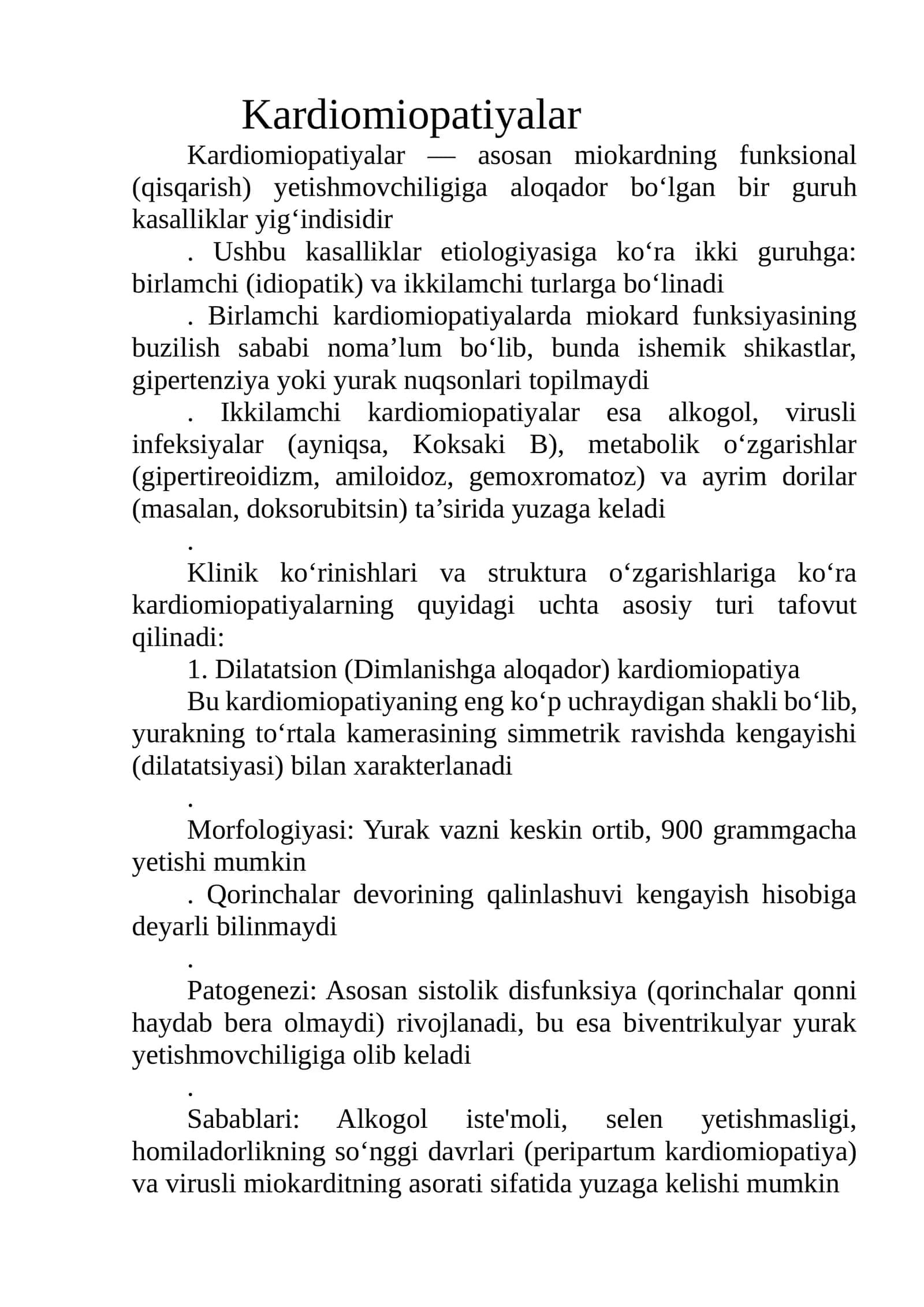 Kardiomiopatiyalar. Patologik anatomiya 1