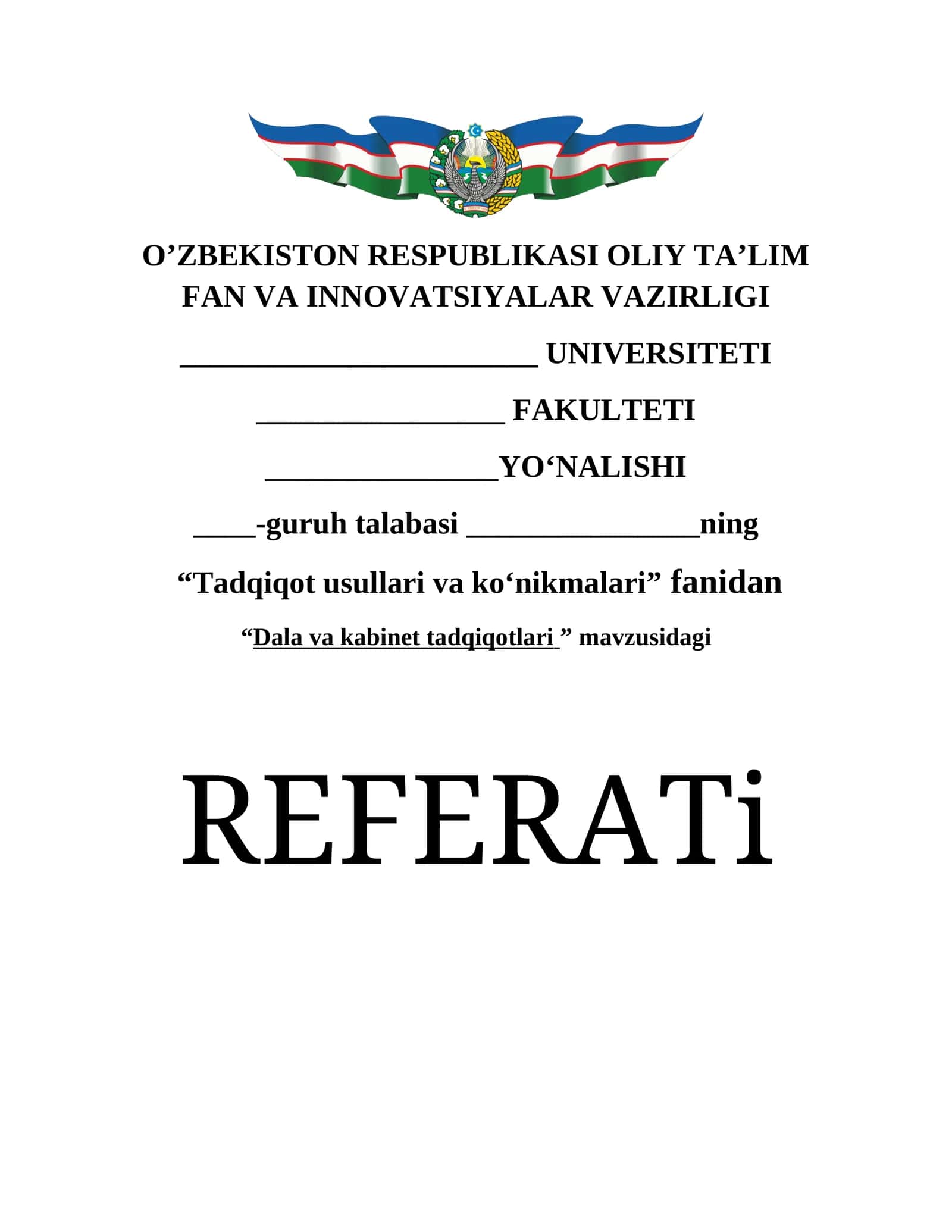 Dala va kabinet tadqiqotlari 1