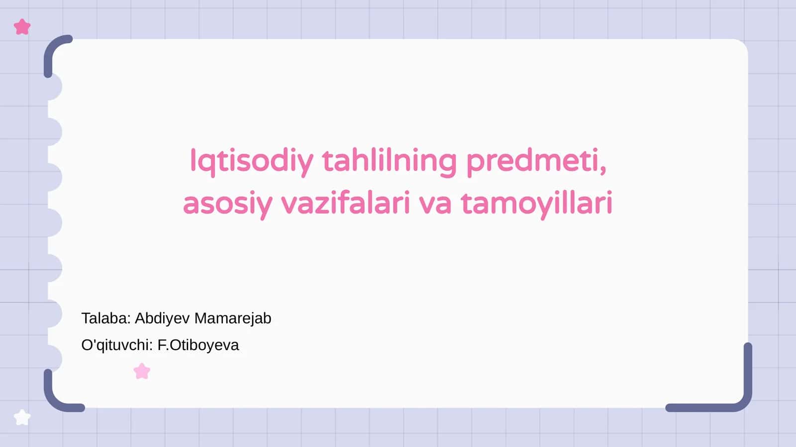 Iqtisodiy tahlilning predmeti, asosiy vazifalari va tamoyillari 1