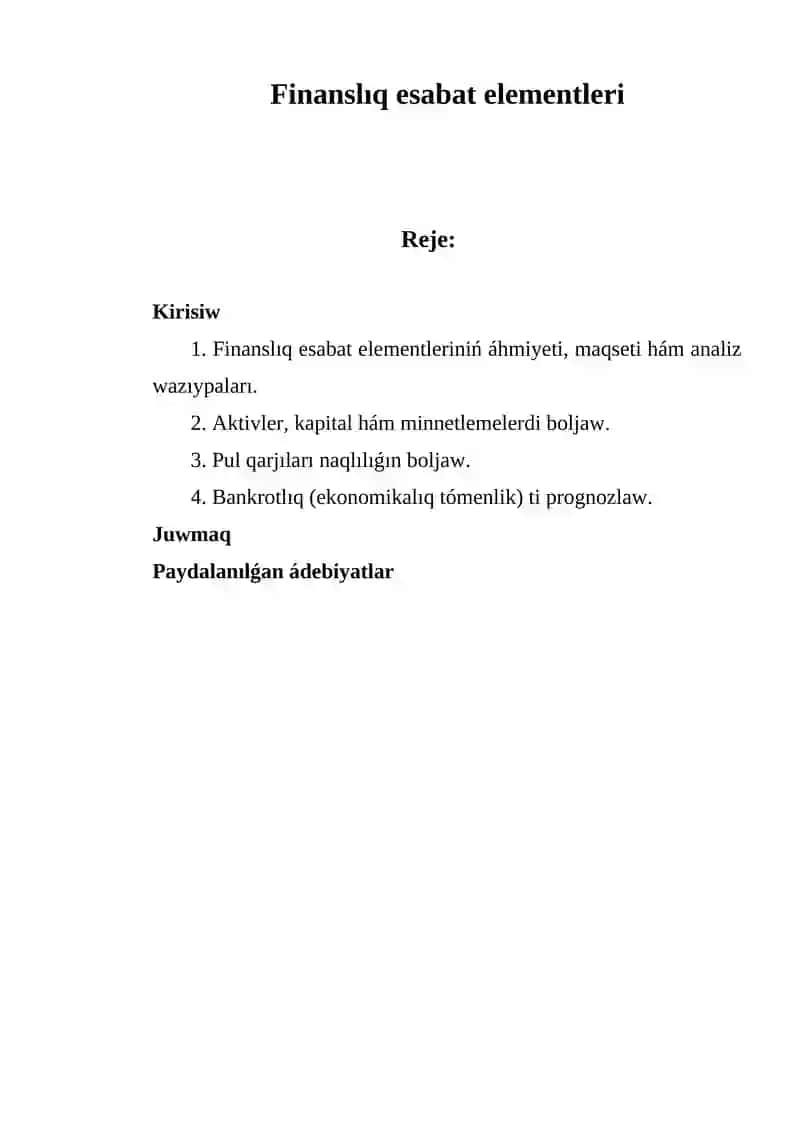 Finanslıq esabat elementleri