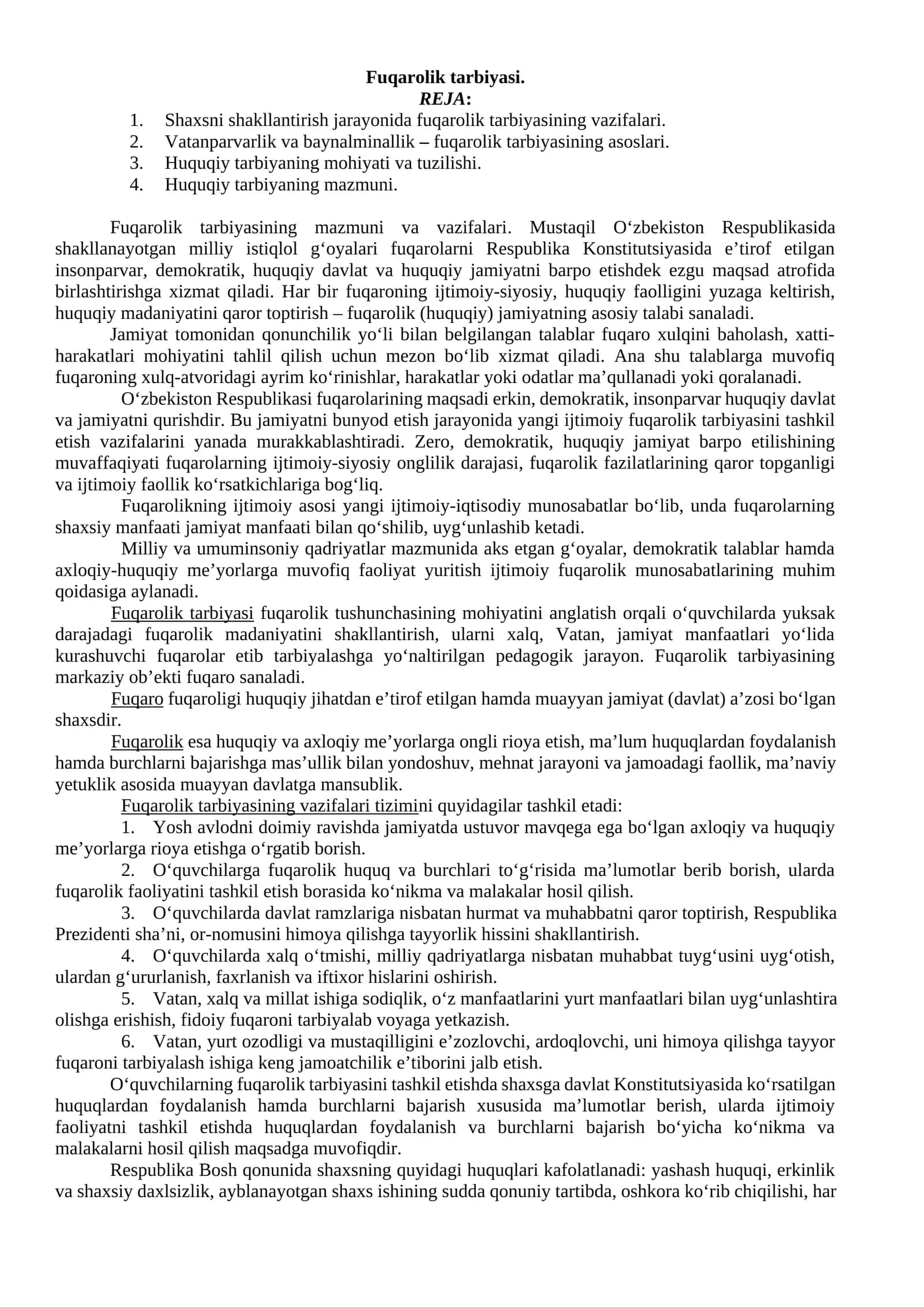 Fuqarolik tarbiyasi 1