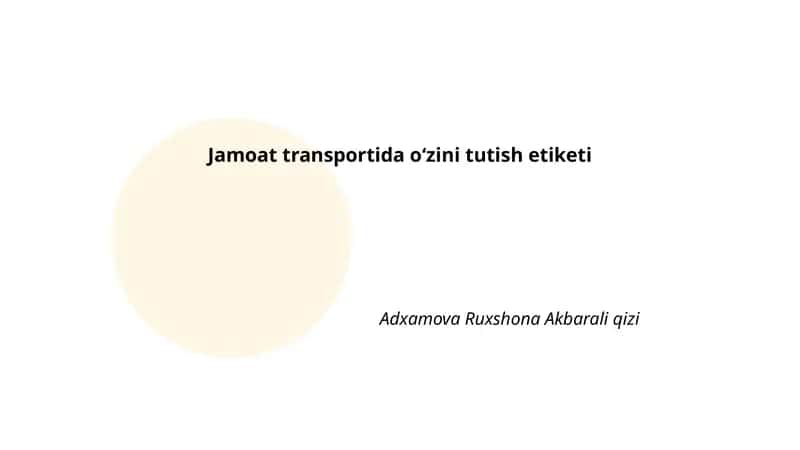 Jamoat transportida oʻzini tutish etiketi 1