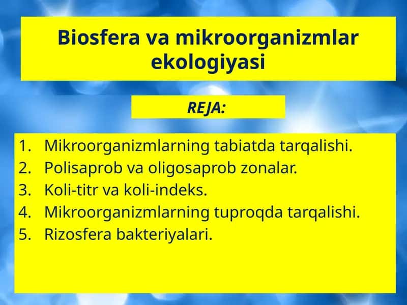 Mikroorganizmlarning tabiatda tarqalishi 1