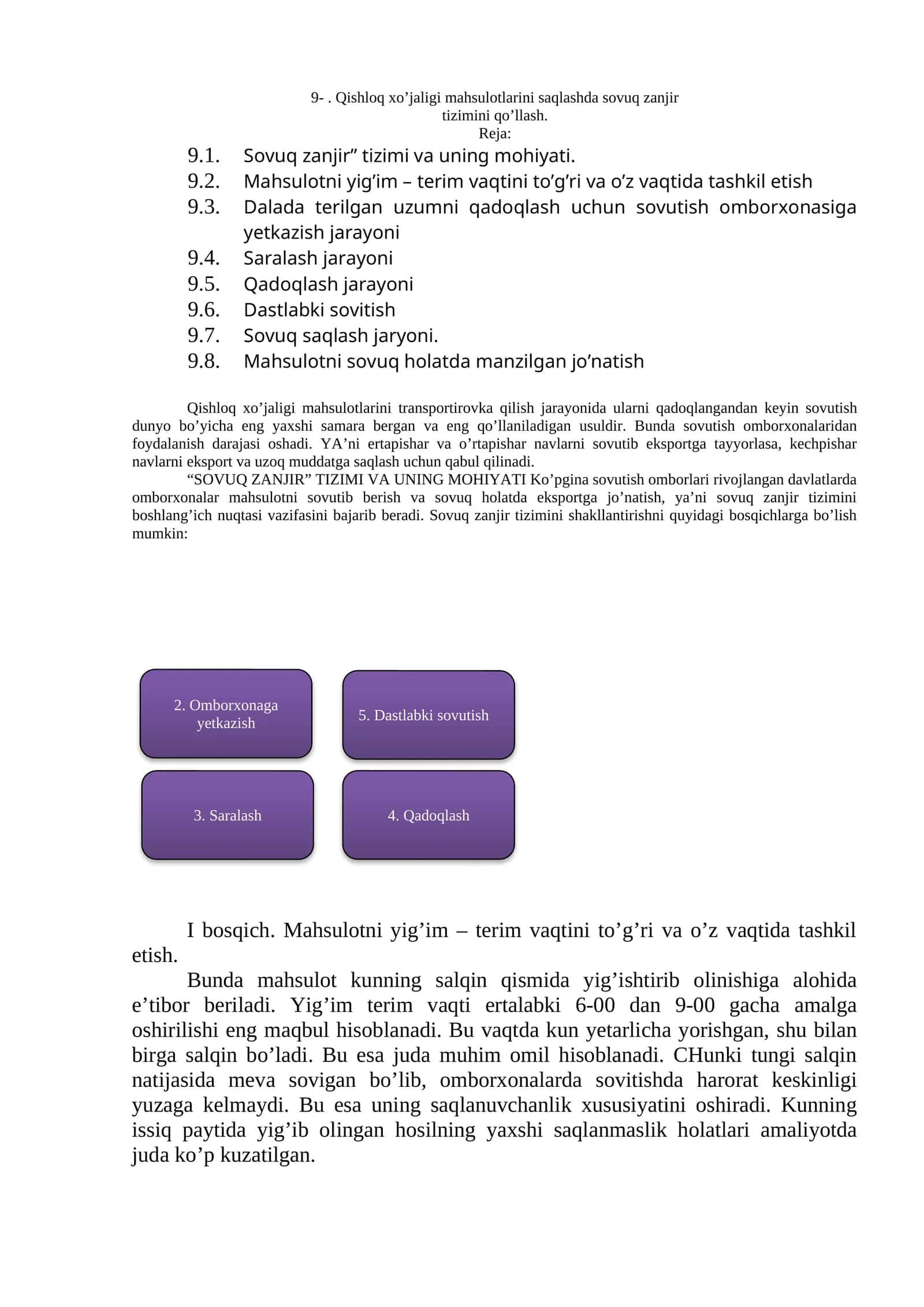 Sovuq zanjir tizimi 1