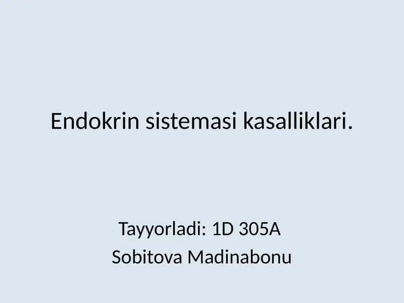 Endokrin sistemasi kasalliklari 1