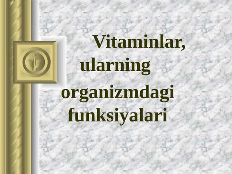 Vitaminlar, ularning  organizmdagi funksiyalari 1