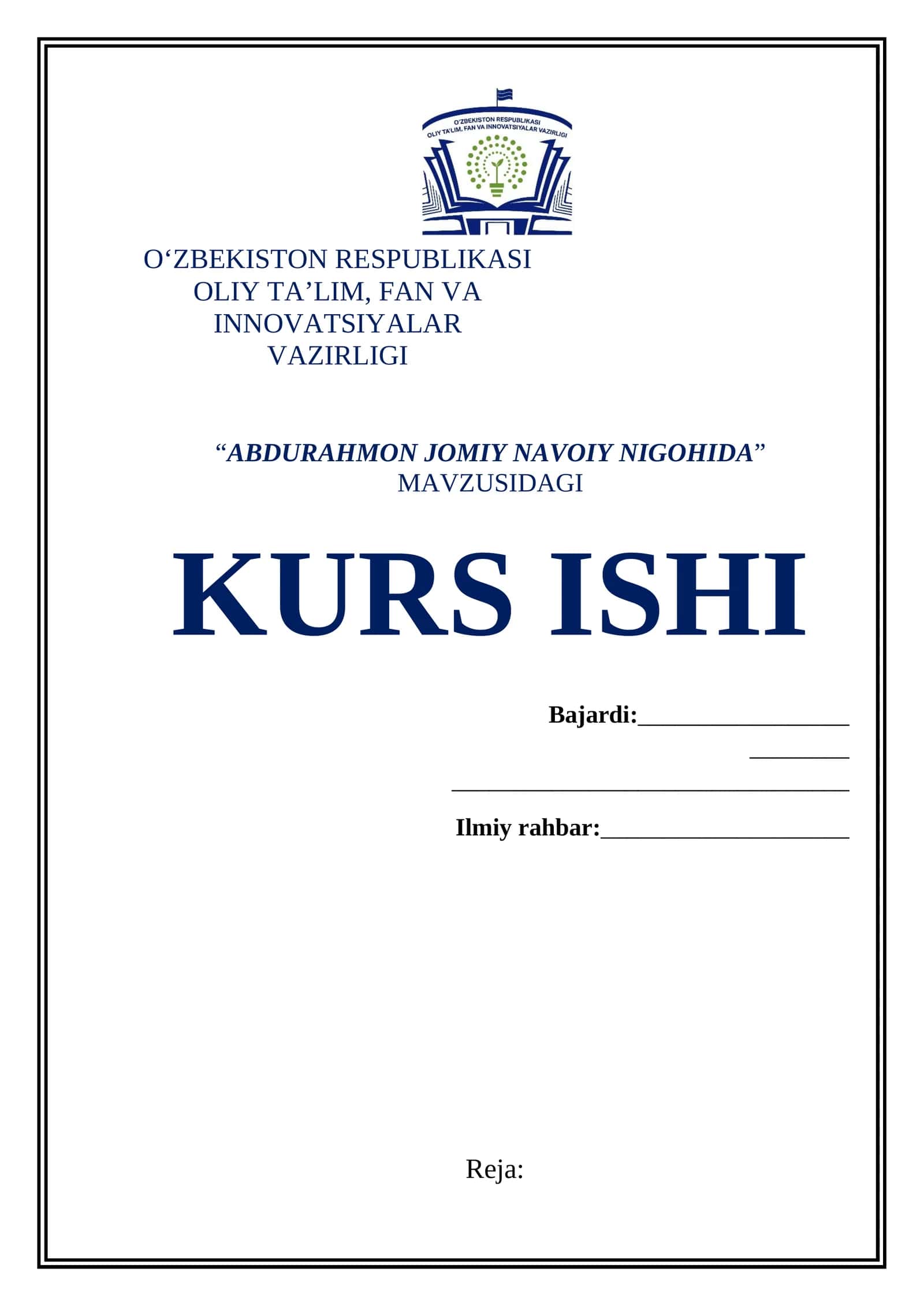 “ABDURAHMON JOMIY NAVOIY NIGOHIDA” MAVZUSIDAGI TAYYOR KURS ISHI 1