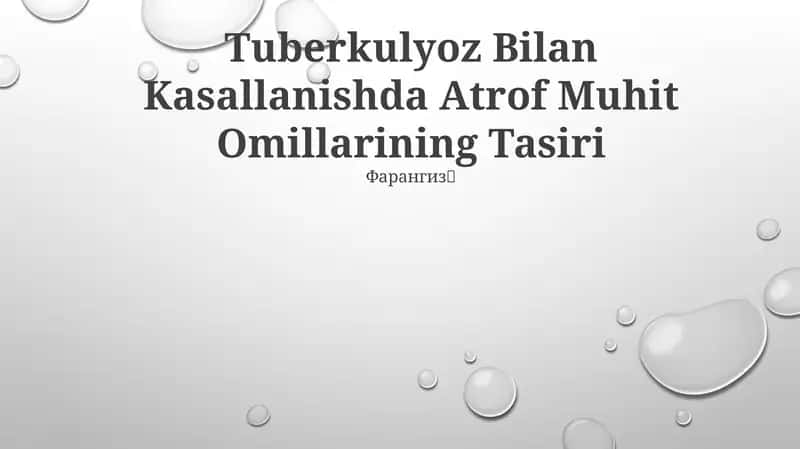 Tuberkulyoz Bilan Kasallanishda Atrof Muhit Omillarining Tasiri 1