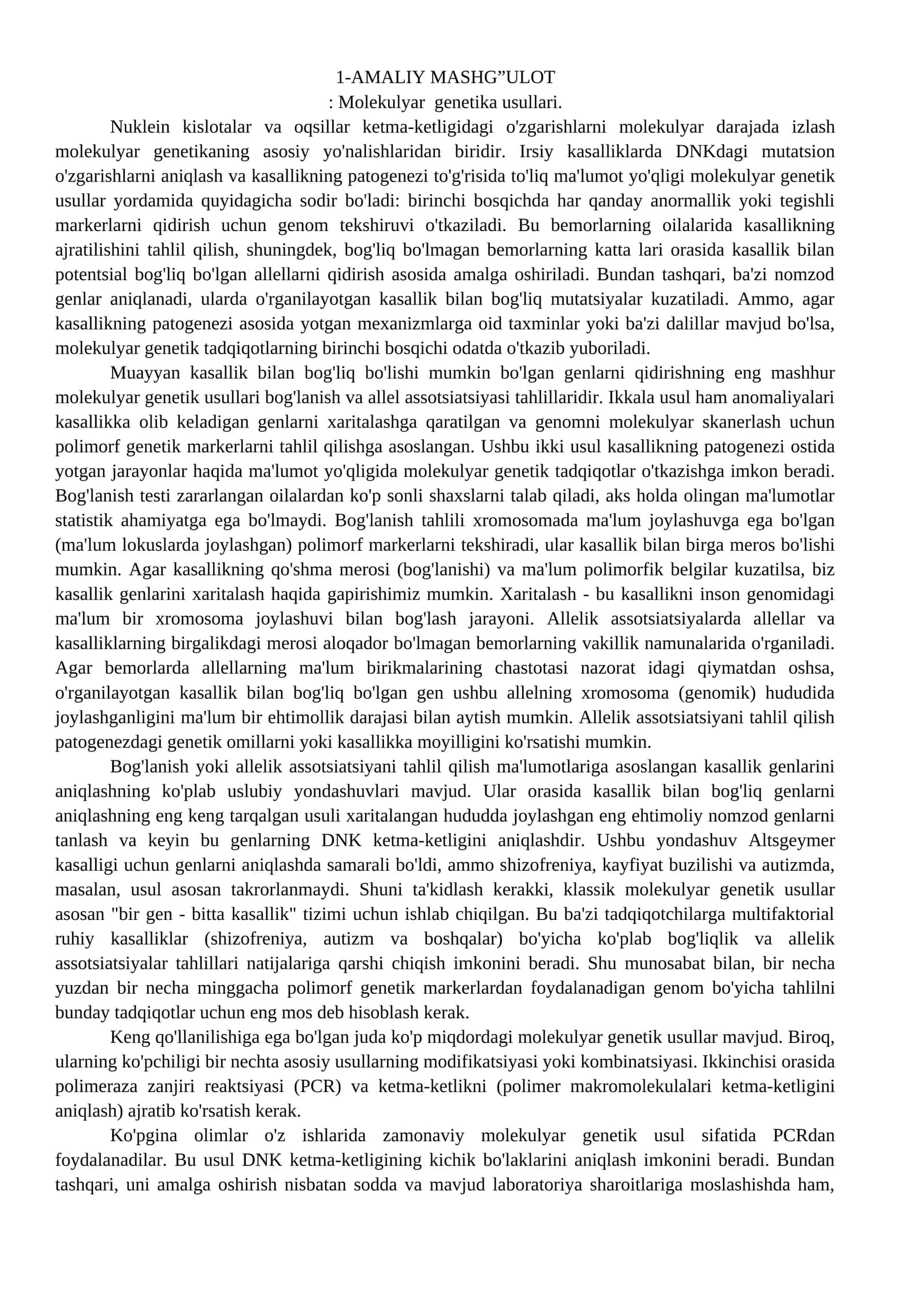 Molekulyar genetika usullari 1