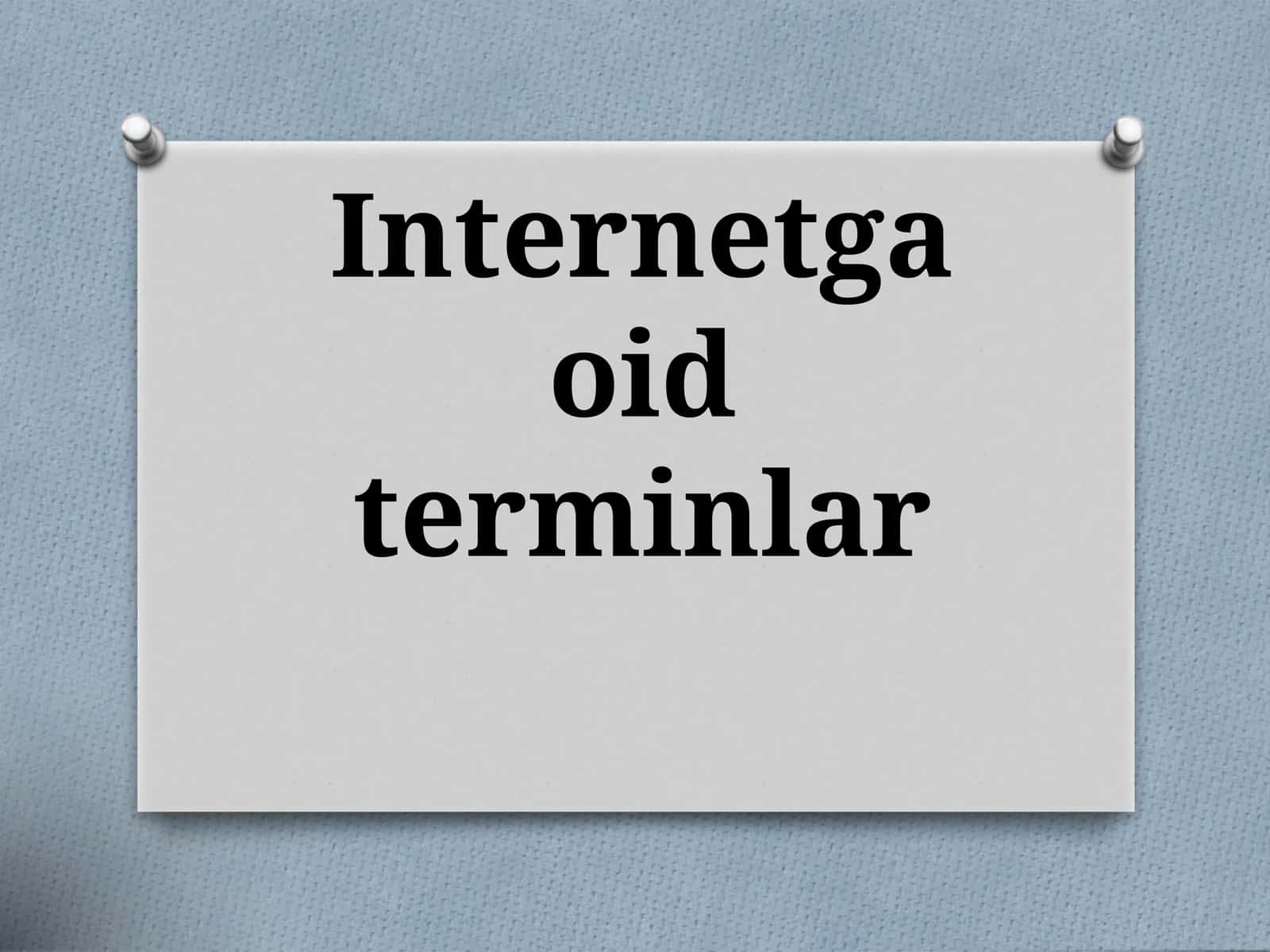 Internetga oid terminlar 1