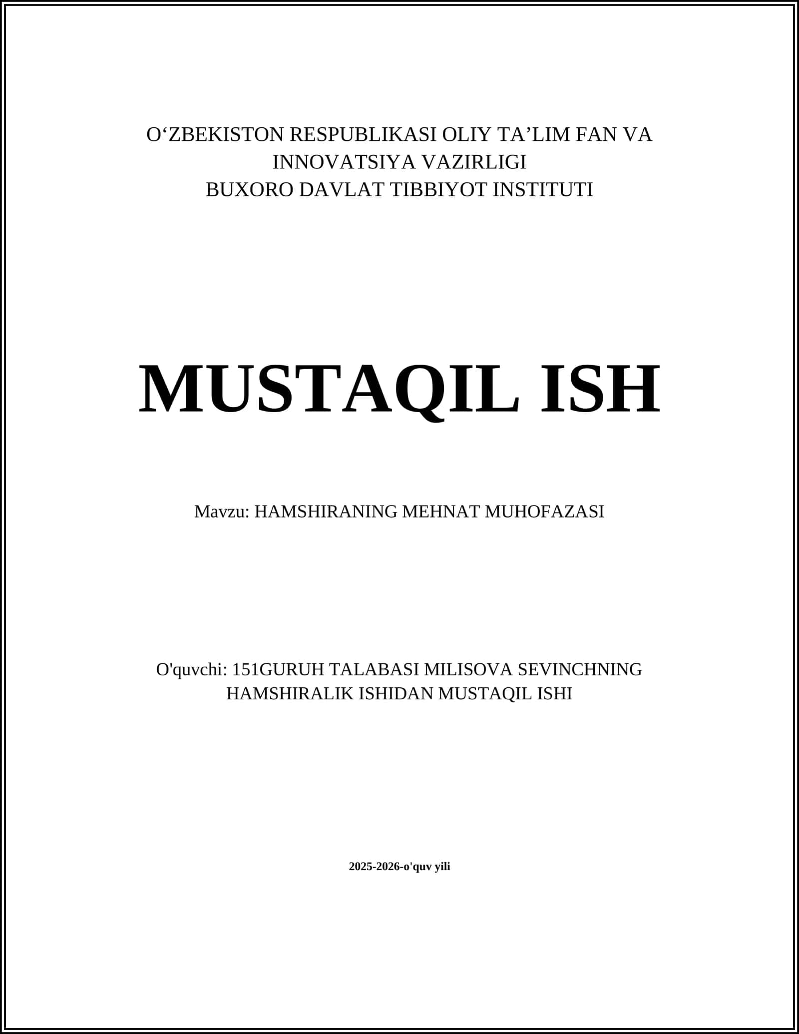 HAMSHIRANING MEHNAT MUHOFAZASI 1