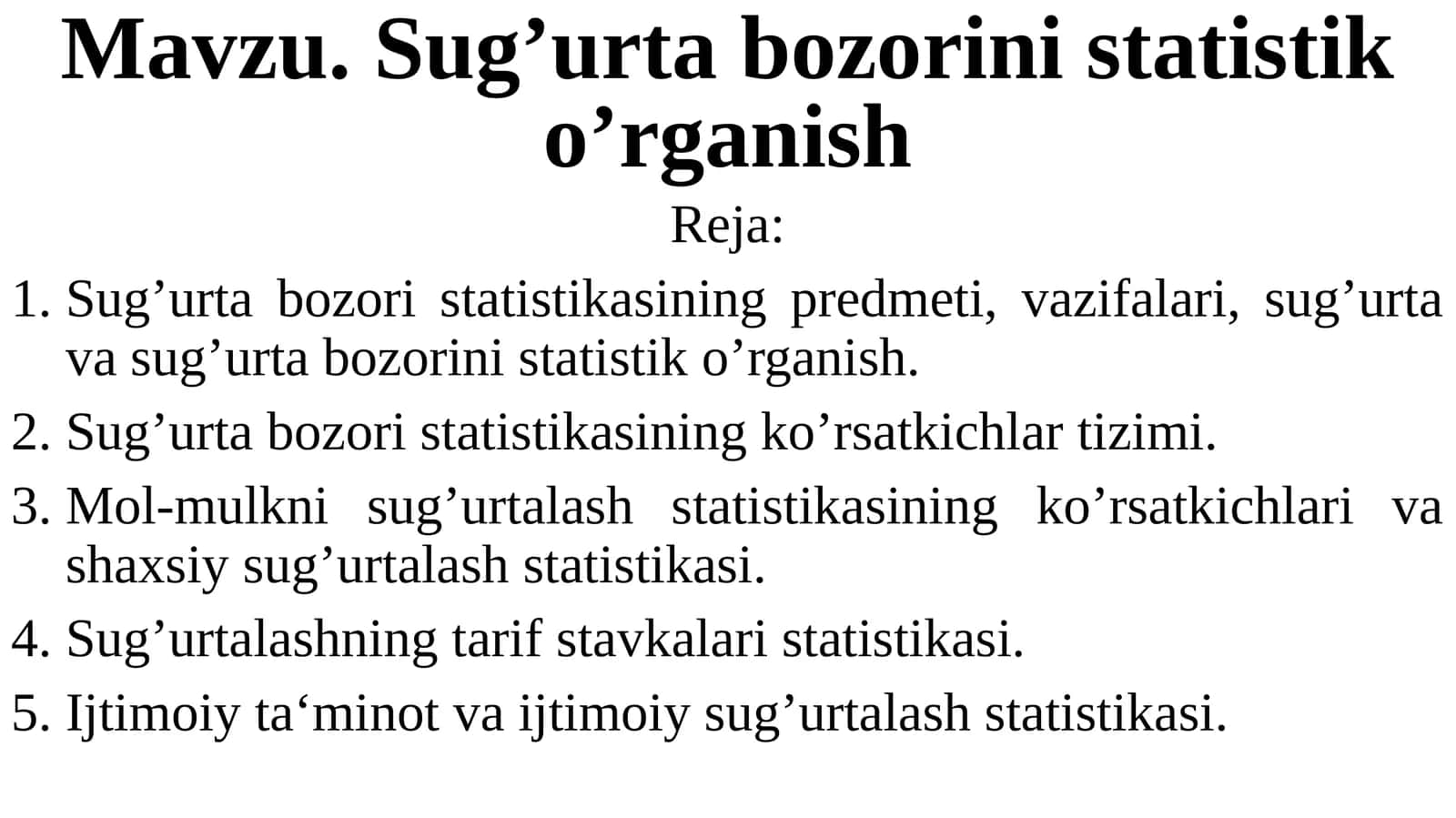 Sug’urtabozorinistatistiko’rganish 1