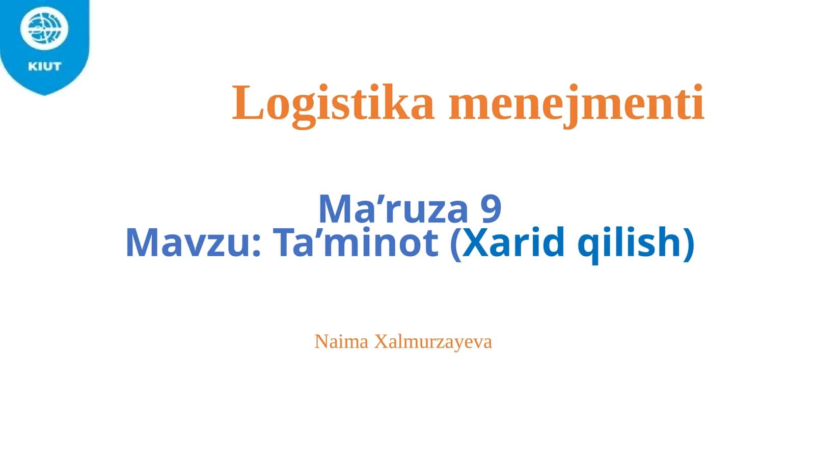 Ma’ruza9 - Ta’minot (Xaridqilish) 1