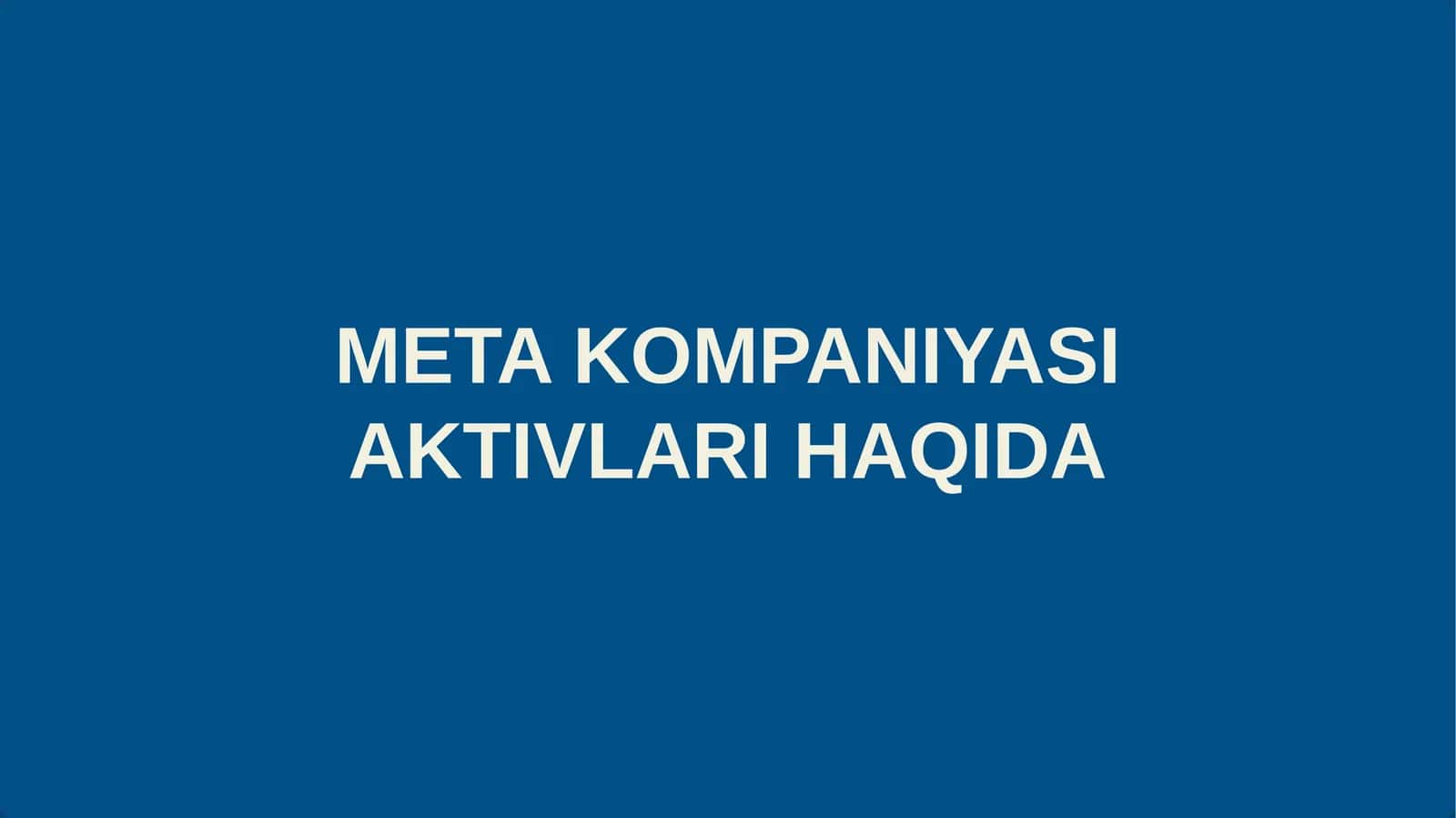 META KOMPANIYASI AKTIVLARI HAQIDA 1