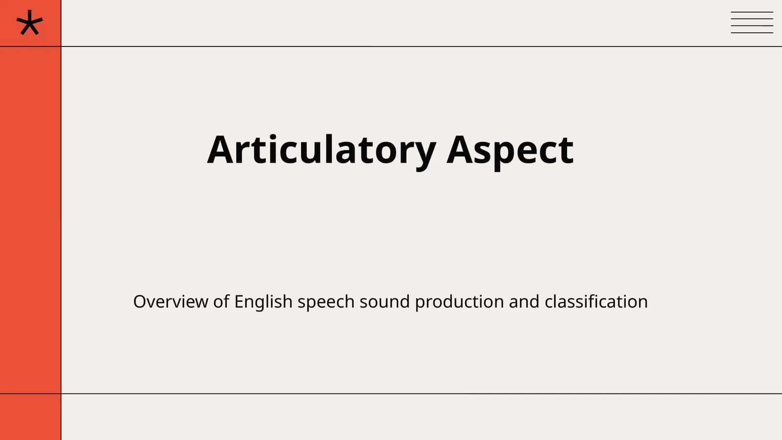 Articulatory Aspect 1