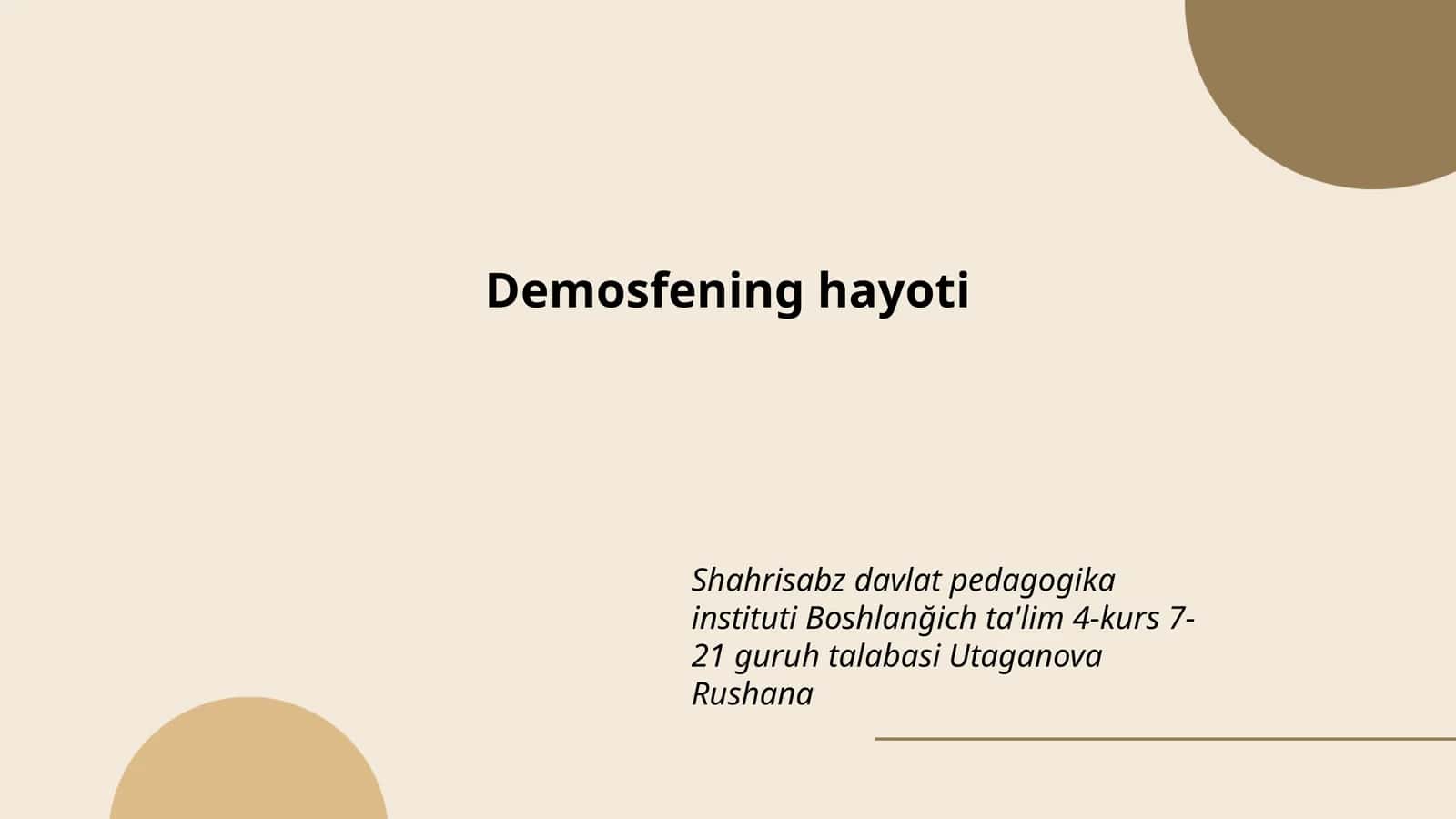 Demosfening hayoti 1