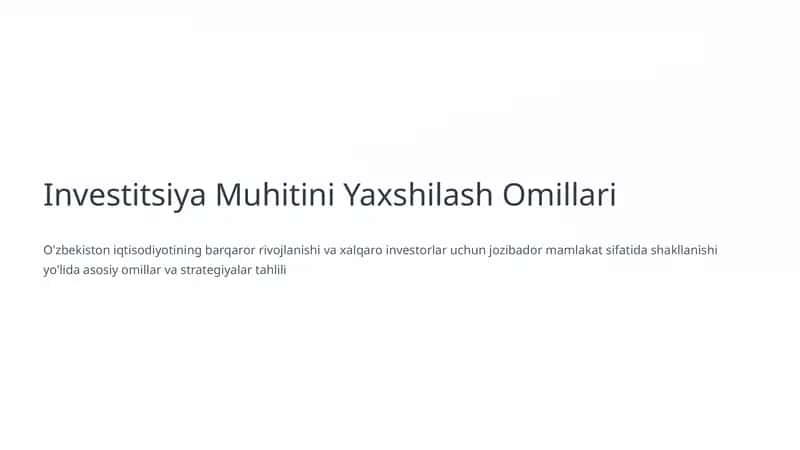 Investitsiya Muhitini Yaxshilash Omillari 1