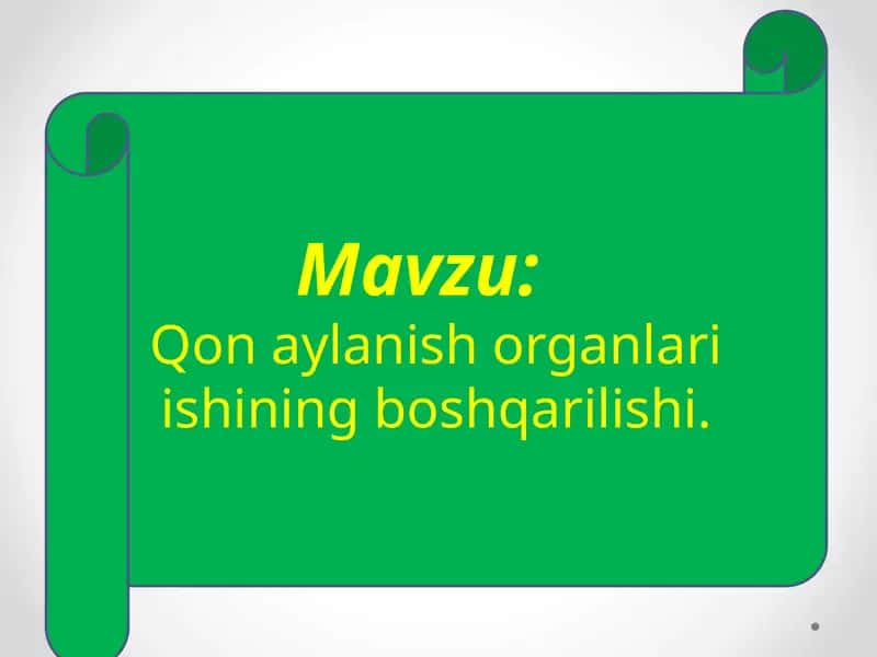 Qon aylanish organlari ishining boshqarilishi 1