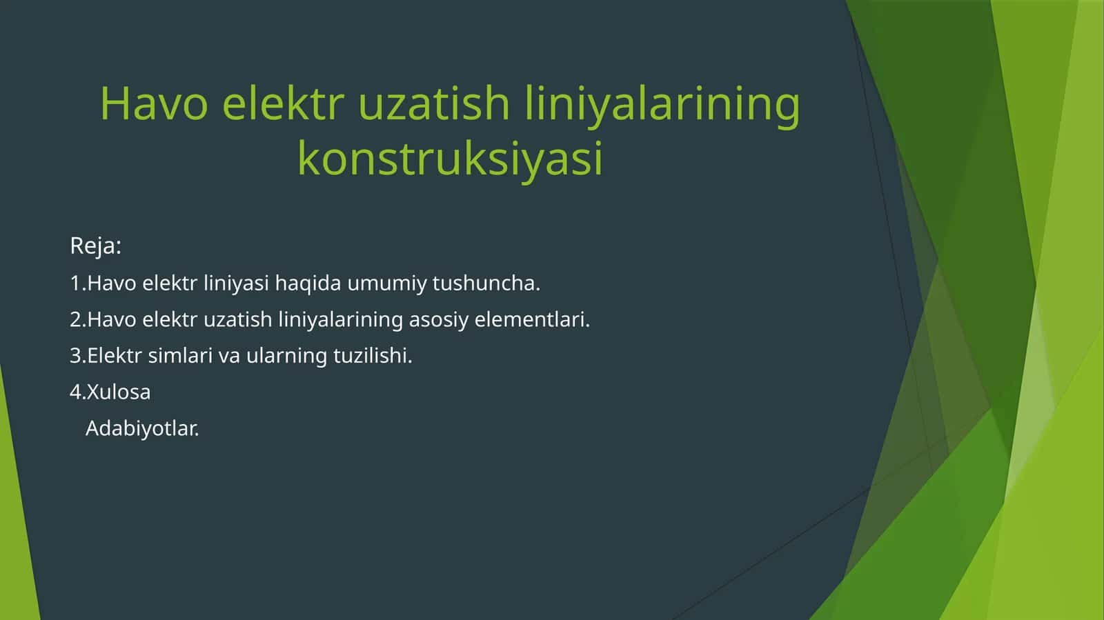 Havo elektr uzatish liniyalarining konstruksiyasi 1