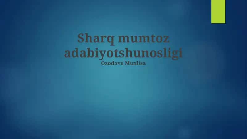 Sharq klassik adabiy tanqidi 1