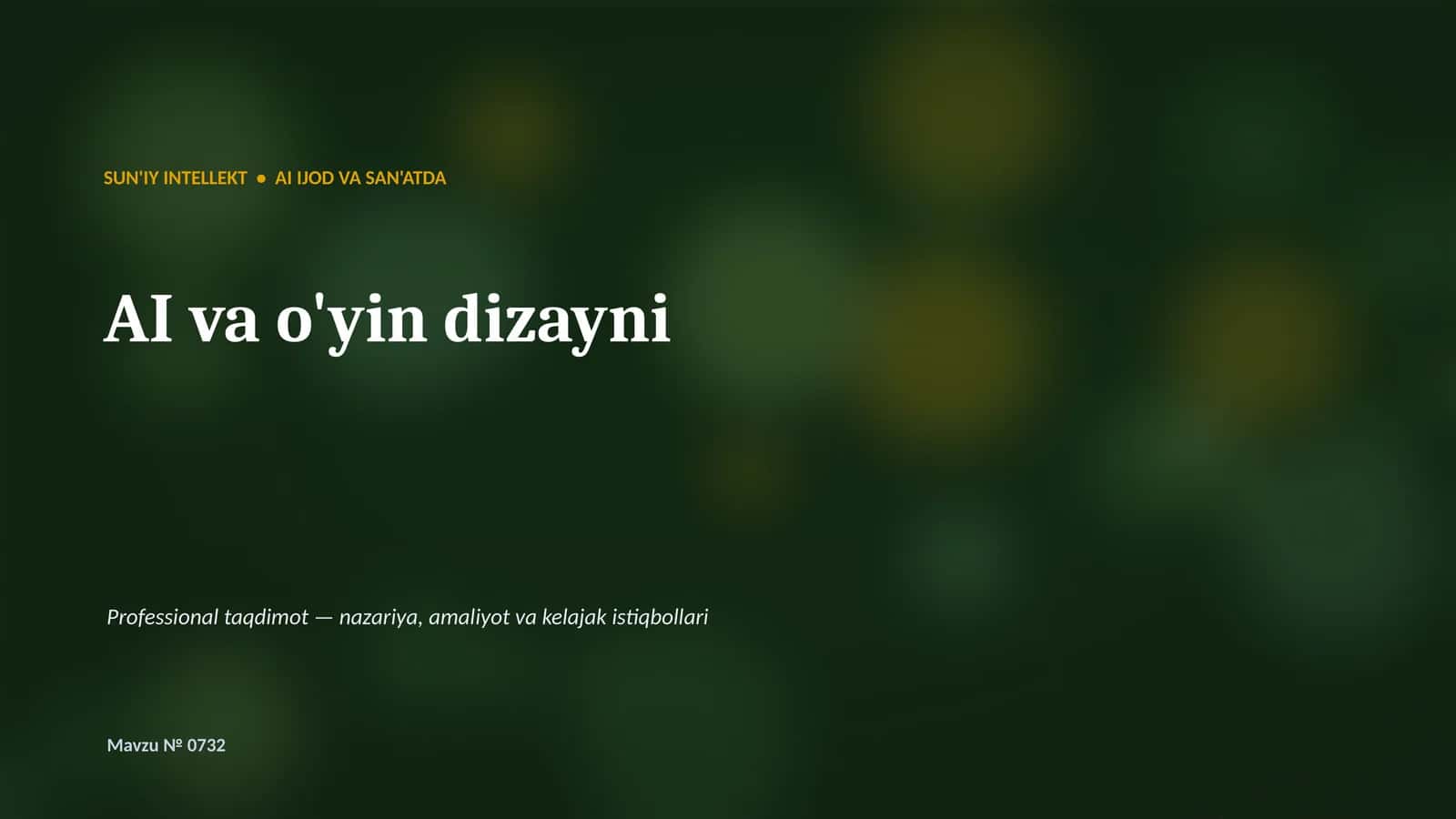 SUN'IY INTELLEKT • AI IJOD VA SAN'ATDA 1