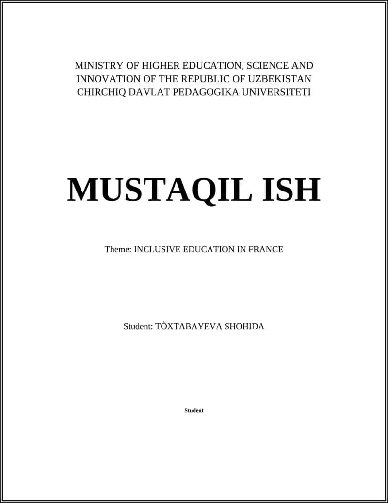 Development of Inclusive Education Policies in France 1