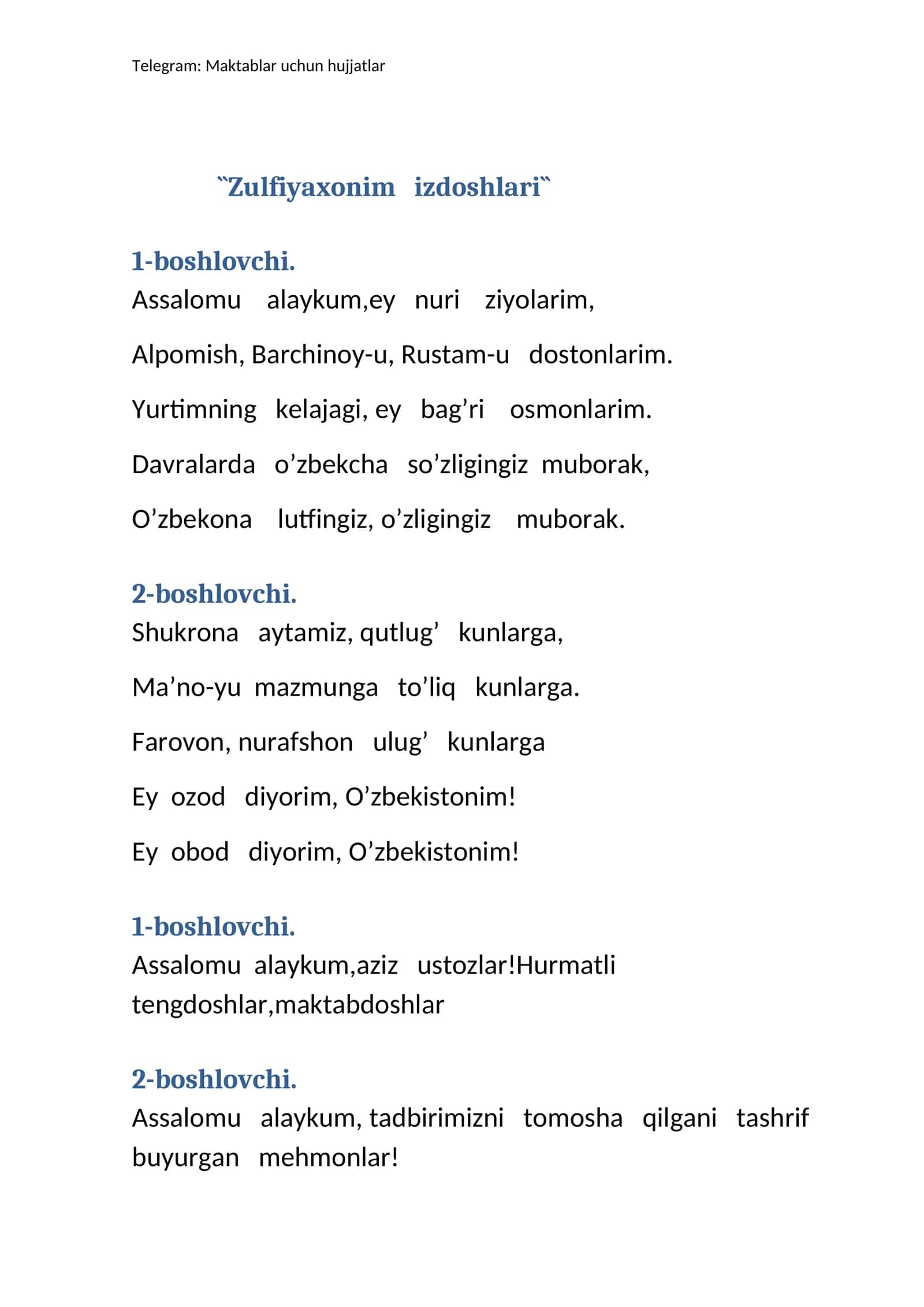 Zulfiyaxonim izdoshlari 1