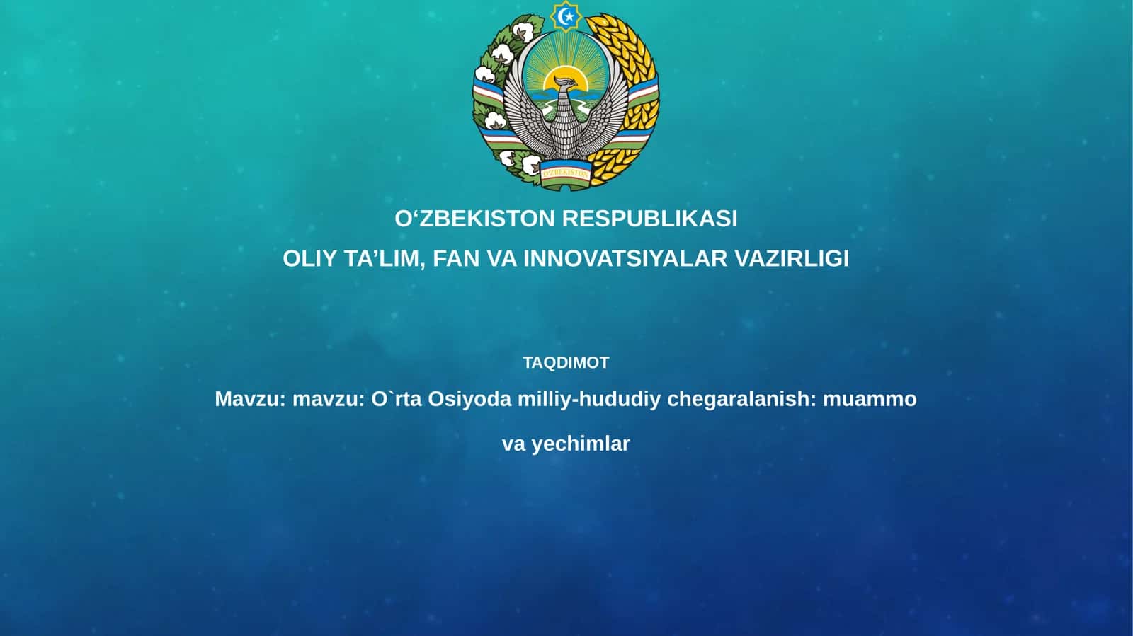 O`rta Osiyoda milliy-hududiy chegaralanish: muammovayechimlar 1