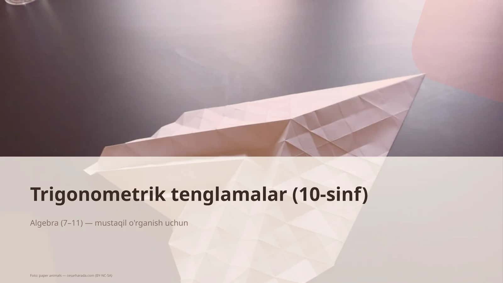 Trigonometrik tenglamalar (10-sinf) 1