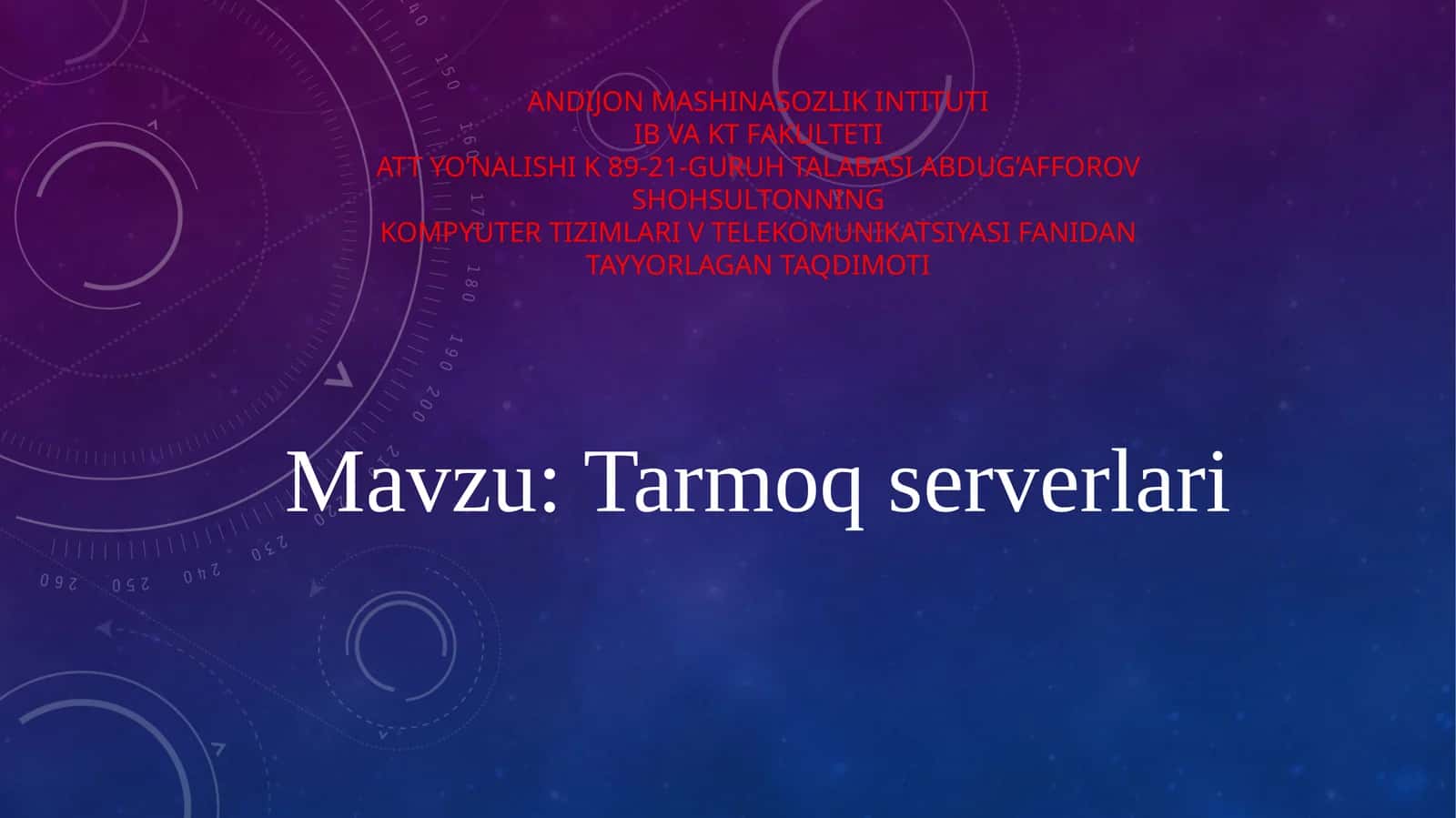 Kompyuter tarmoq haqida ma'lumot 1