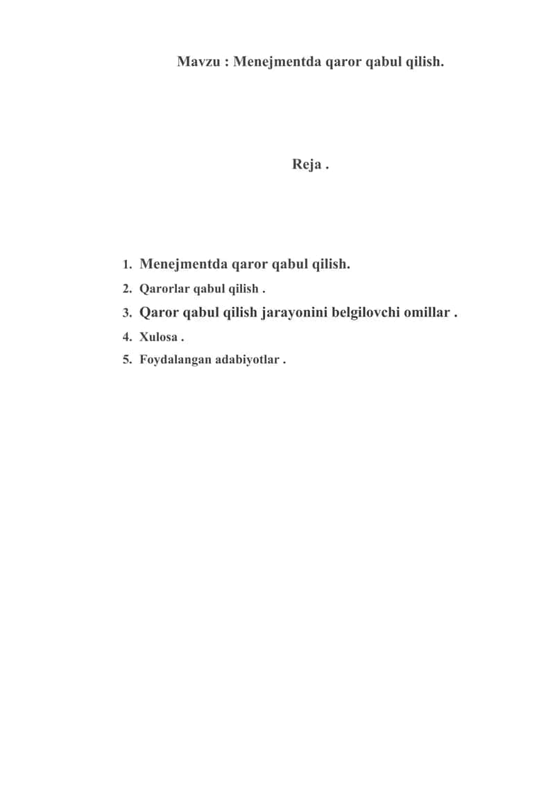 Menejmentda qaror qabul qilish. 1