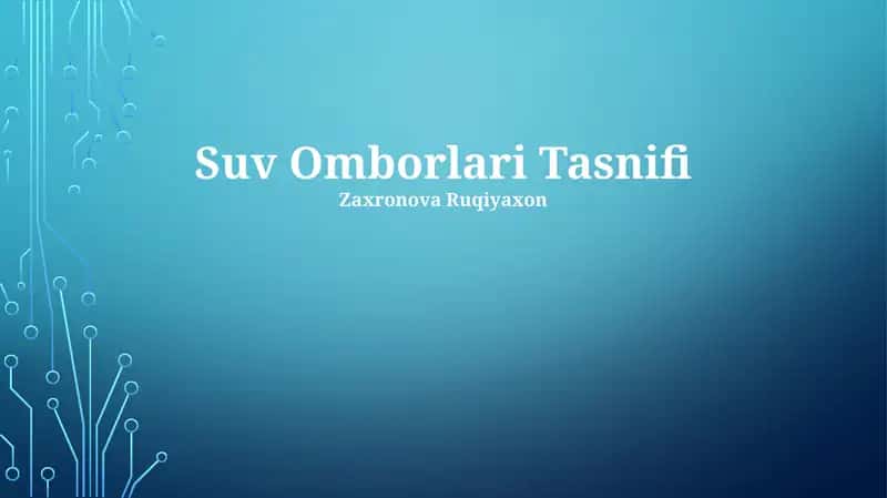 Suv Omborlari Tasnifi 1