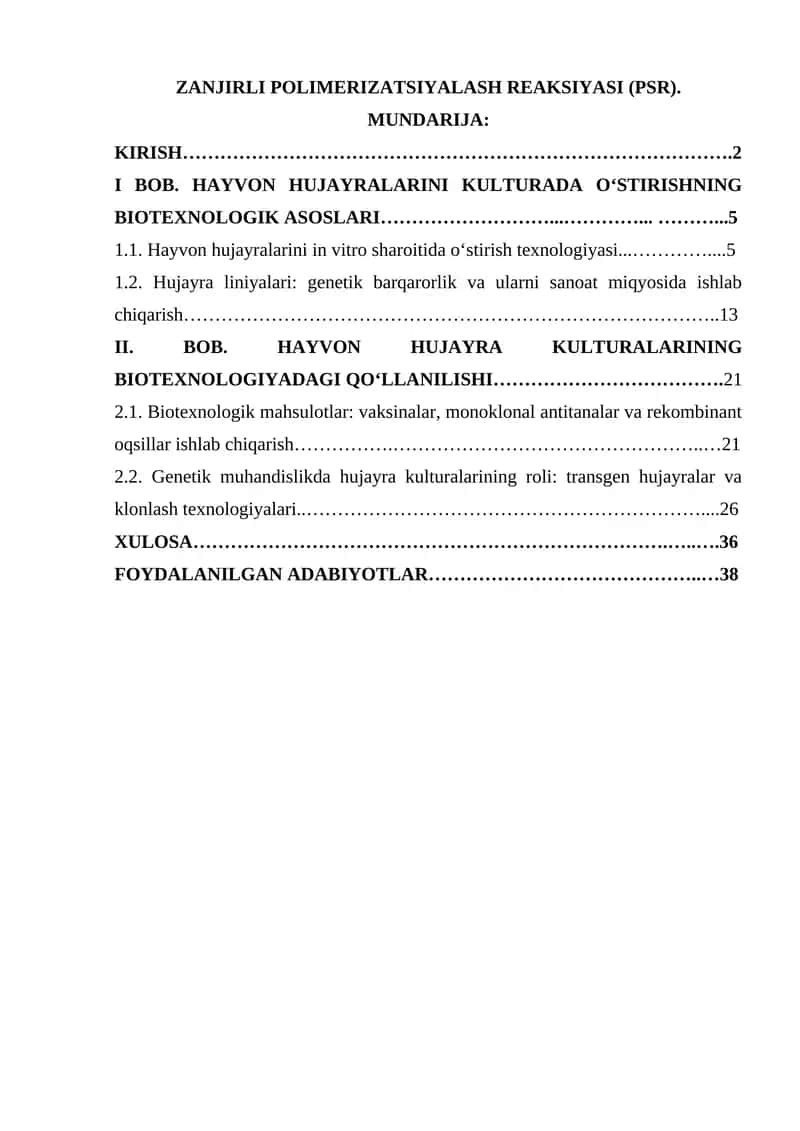 ZANJIRLI POLIMERIZATSIYALASH REAKSIYASI (PSR) 1