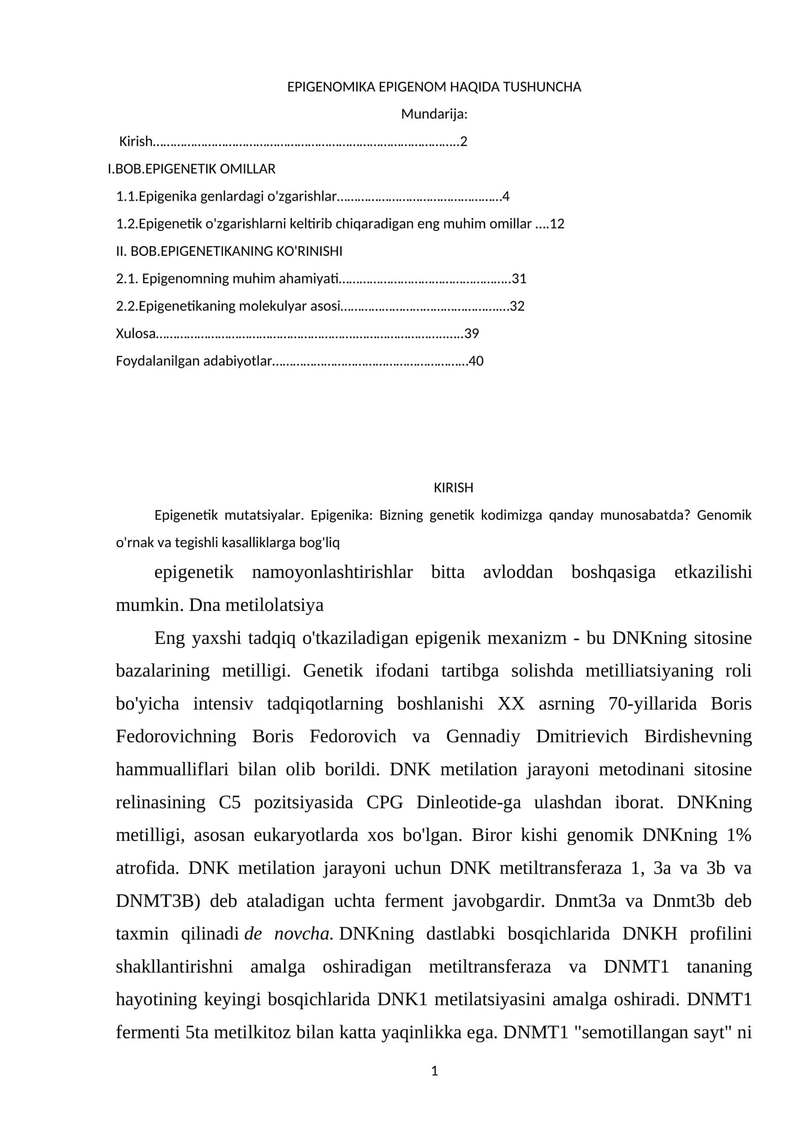 EPIGENOMIKA EPIGENOM HAQIDA TUSHUNCHA 1