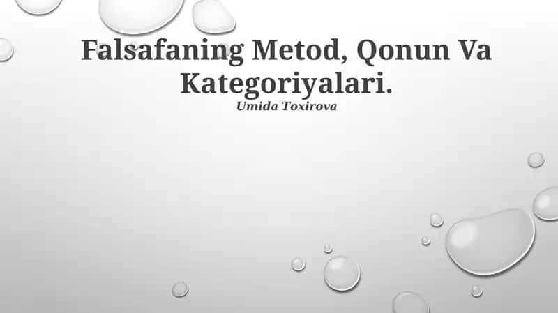 Falsafaning Metod, Qonun Va Kategoriyalari 1