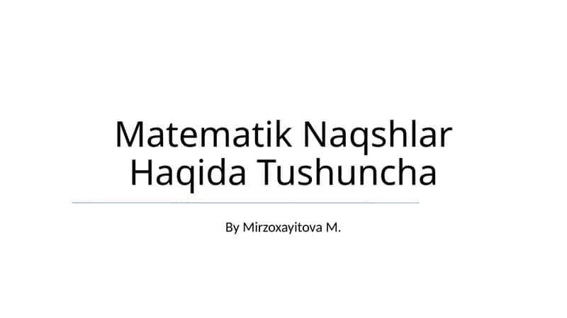 Matematik Naqshlar Haqida Tushuncha 1