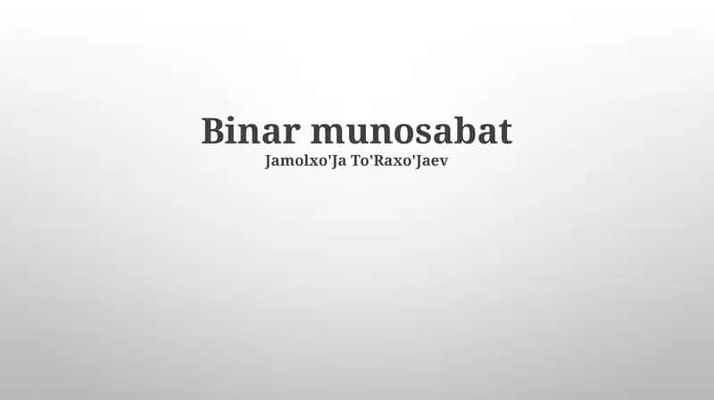 Ikki tomonlama munosabatlar 1