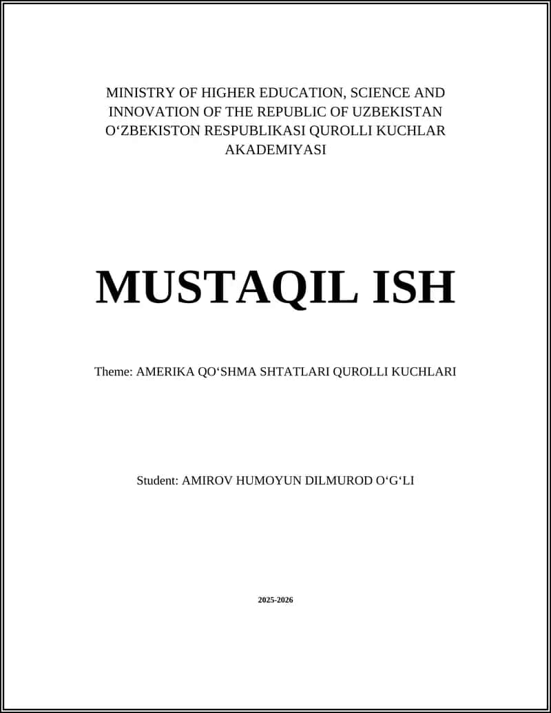 AMERIKA QOʻSHMA SHTATLARI QUROLLI KUCHLARI 1
