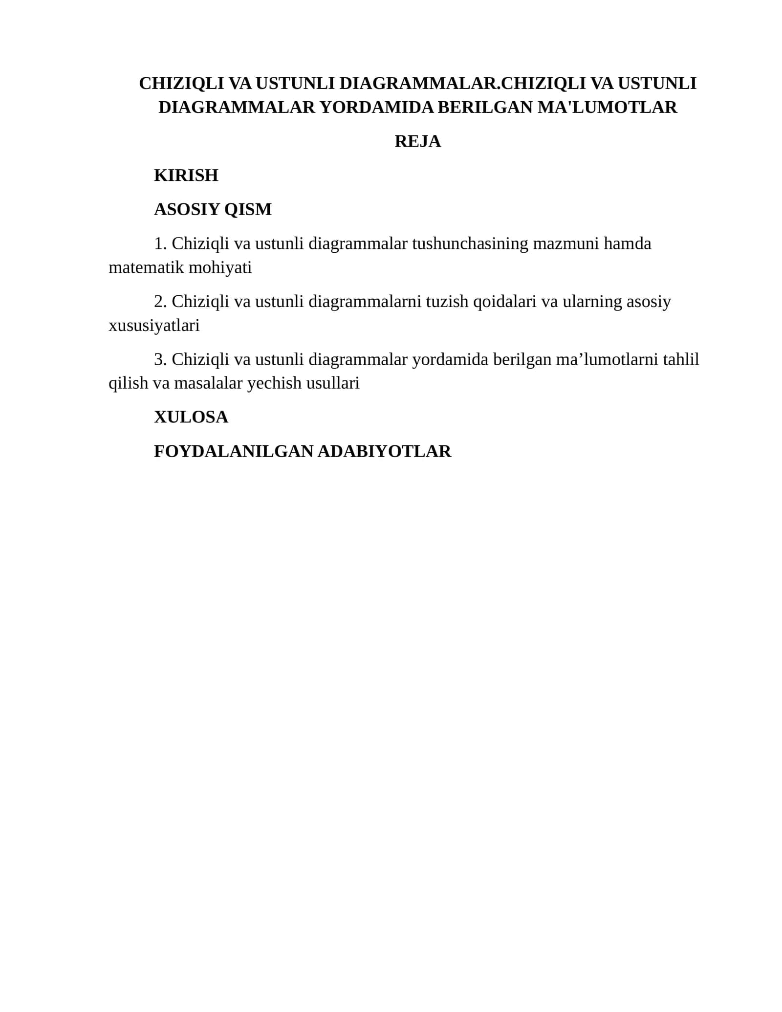 Chiziqli va ustunli diagrammalar 1