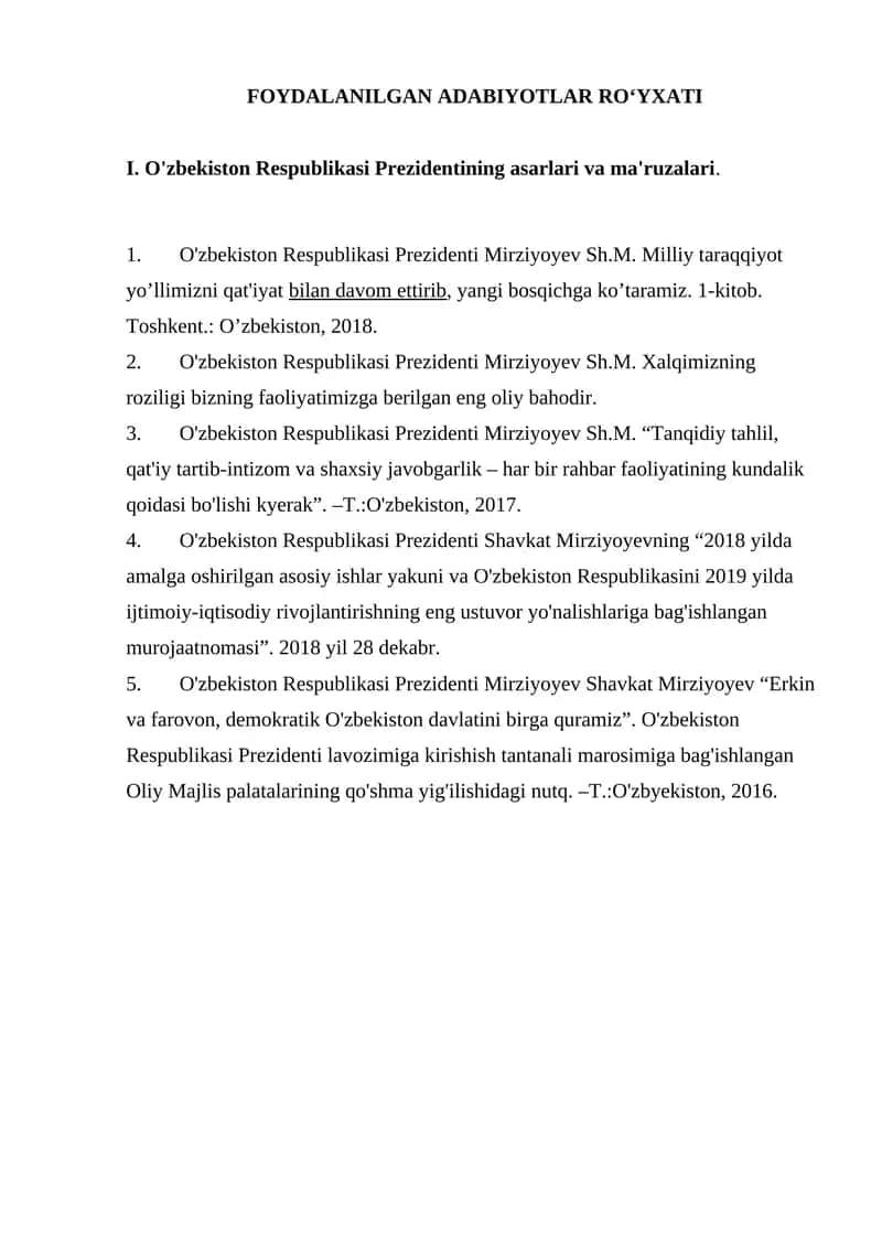 O'zbekiston Respublikasi Prezidentining asarlari va ma'ruzalari 1