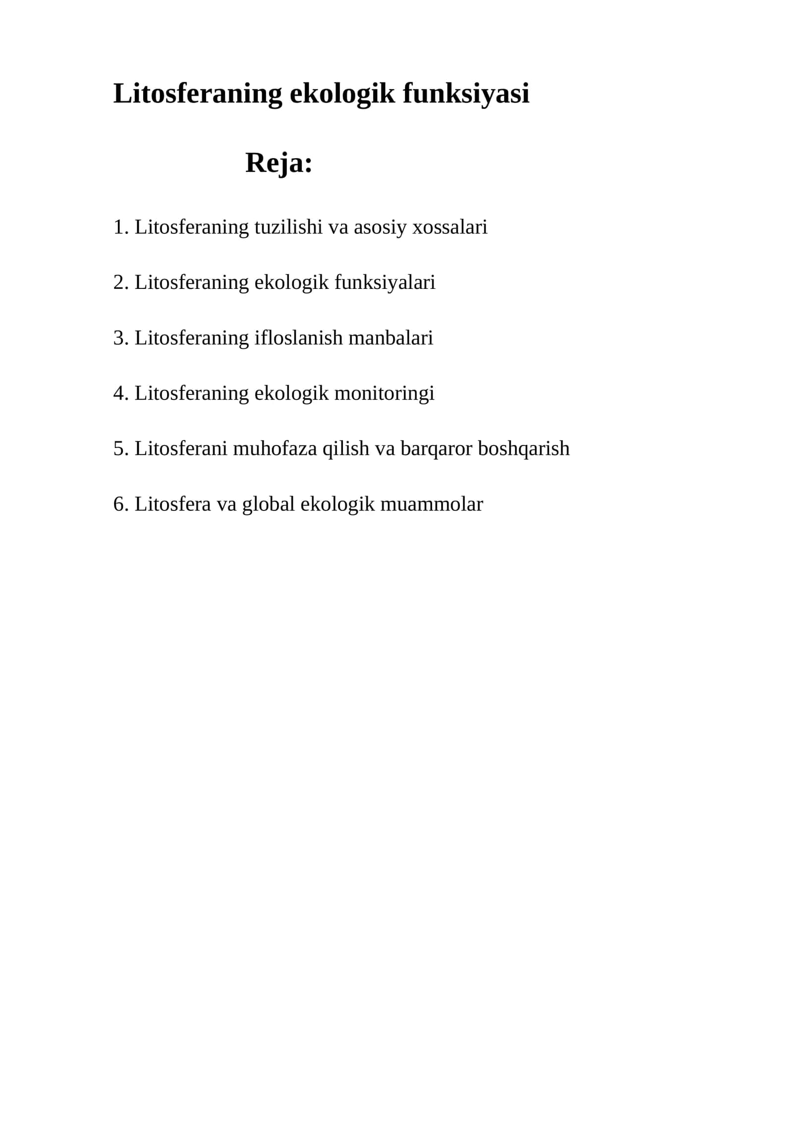 Litosferaning ekologik funksiyasi 1
