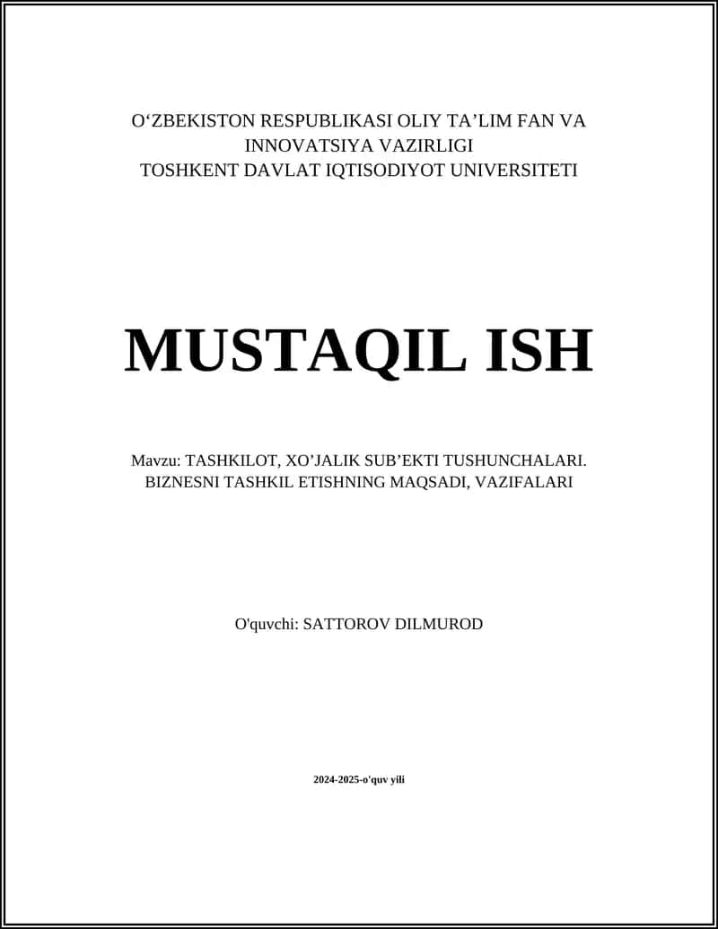 Tashkilot tushunchasi 1