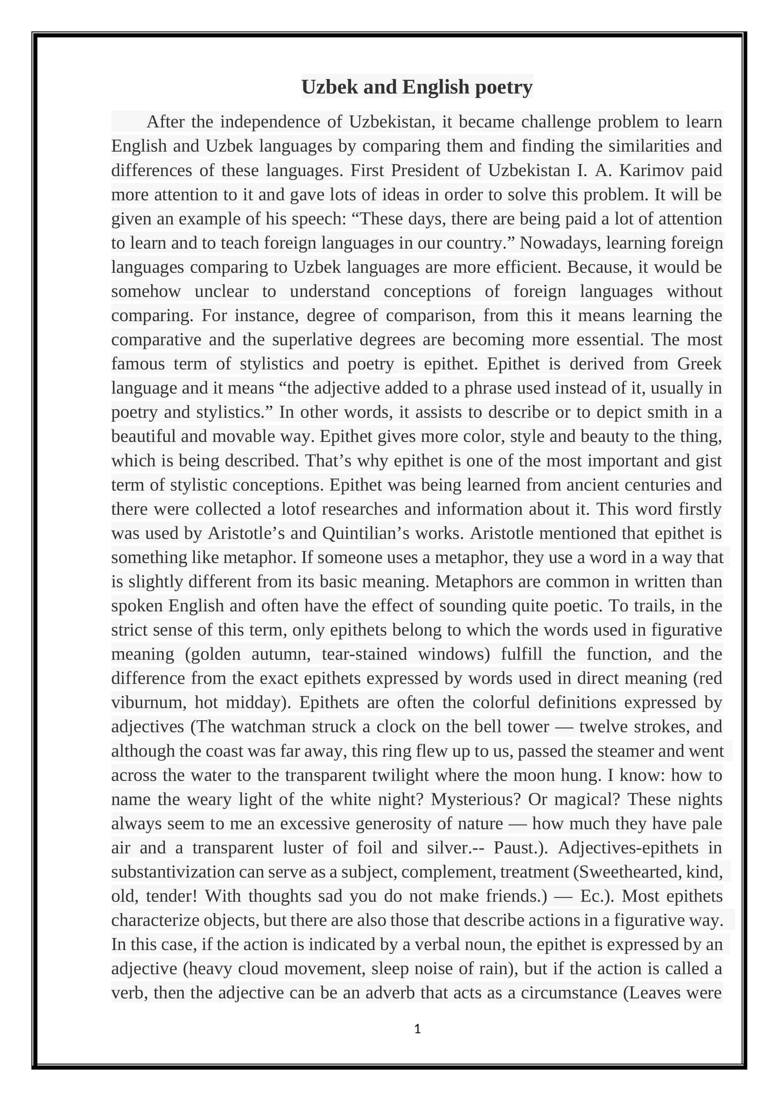 Uzbek and English poetry 1