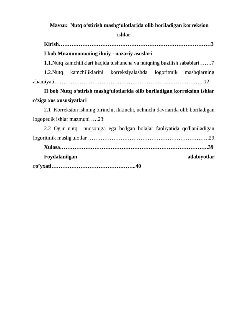Nutq oʻstirish mashgʻulotlarida olib boriladigan korreksion ishlar 1