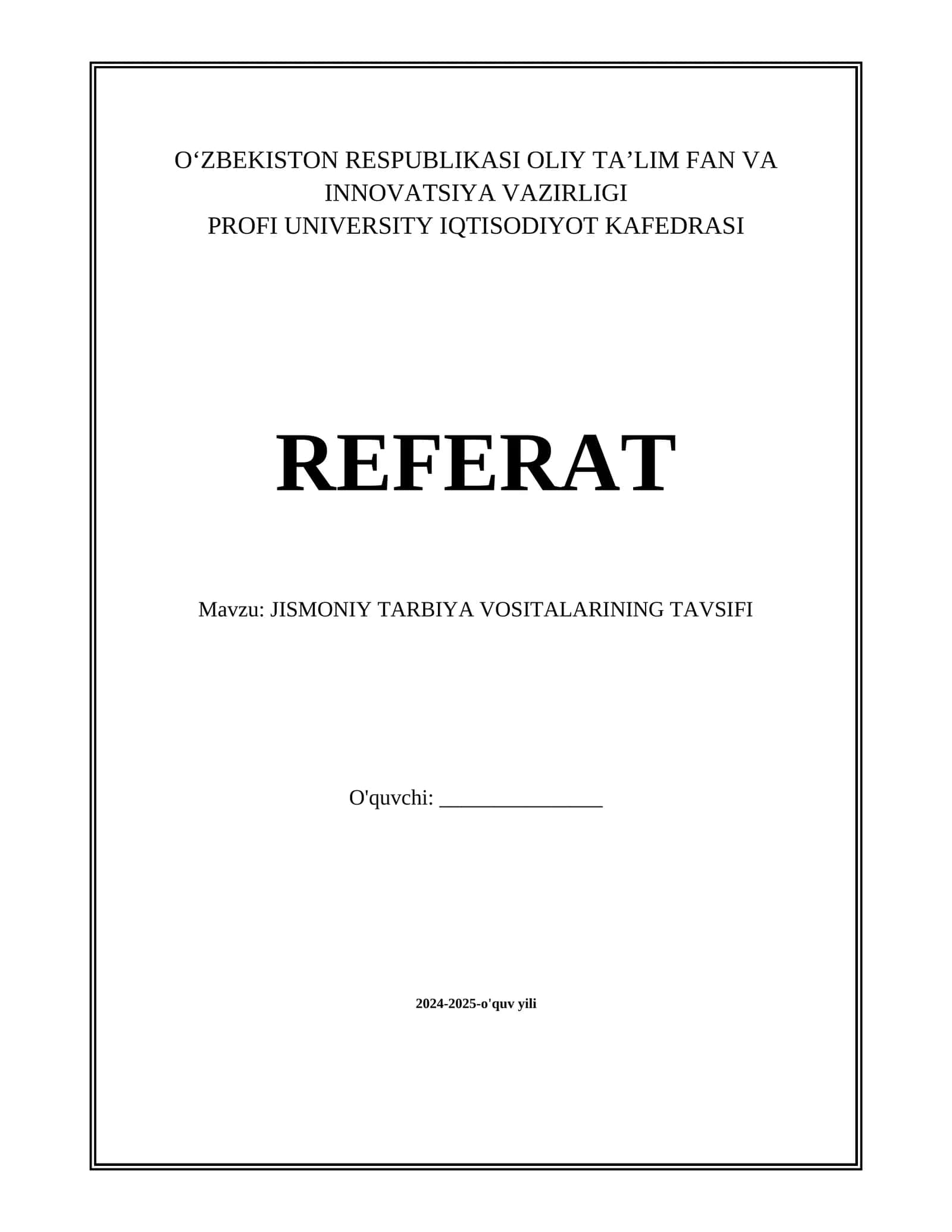 JISMONIY TARBIYA VOSITALARINING TAVSIFI 1