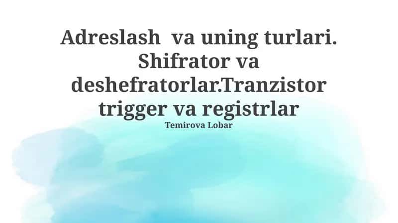 Shifrlovchilar va deshifrlovchilar 1
