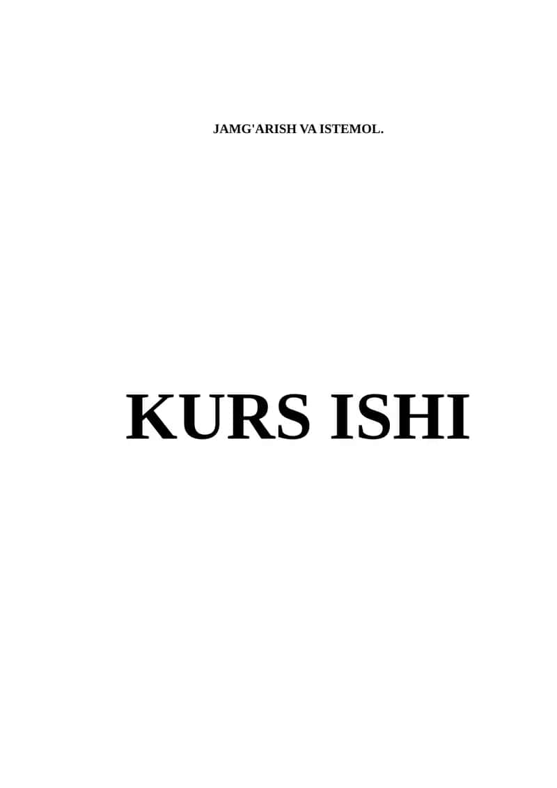 JAMG'ARISH VA ISTEMOL 1