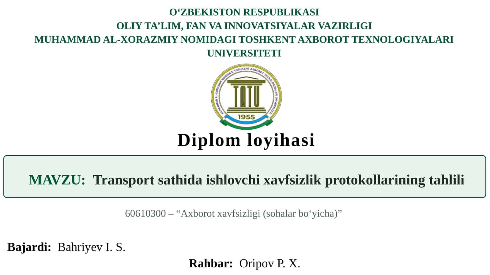 Transport sathida ishlovchi xavfsizlik protokollarining tahlili 1